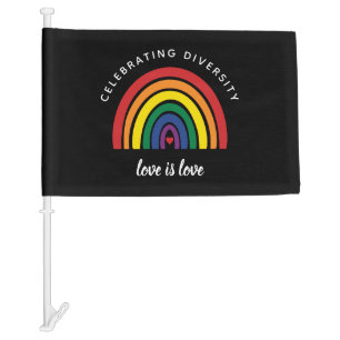 LGBT Gay Pride Celebrating Diversity Love Is Love Car Flag