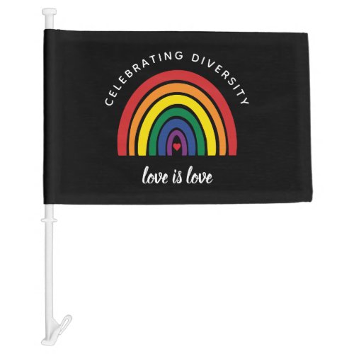 LGBT Gay Pride Celebrating Diversity Love Is Love Car Flag