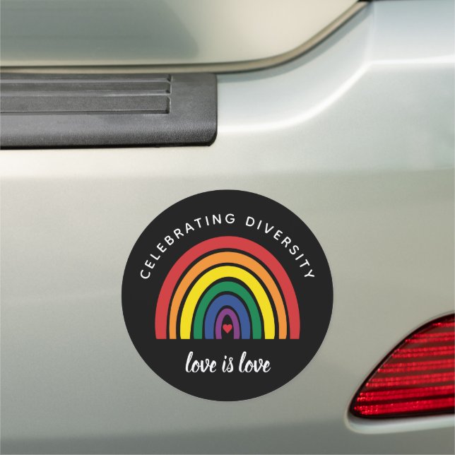 LGBT Gay Pride Celebrating Diversity Love Is Love Car Magnet (In Situ)