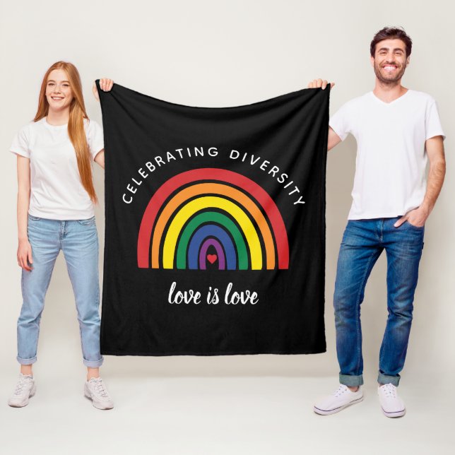 LGBT Gay Pride Celebrating Diversity Love Is Love Fleece Blanket (In Situ)