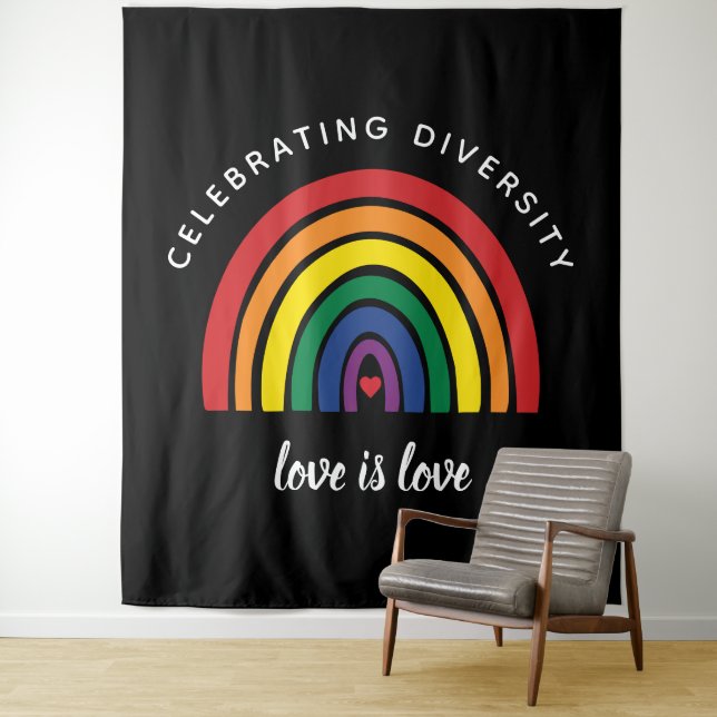 LGBT Gay Pride Celebrating Diversity Love Is Love Tapestry (In Situ)