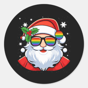 LGBT Gay Pride Cool Trendy Santa Claus Gay Merry C Classic Round Sticker