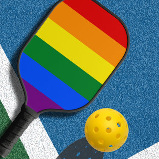 LGBT Gay Pride Double Sided Rainbow Flag Pickleball Paddle