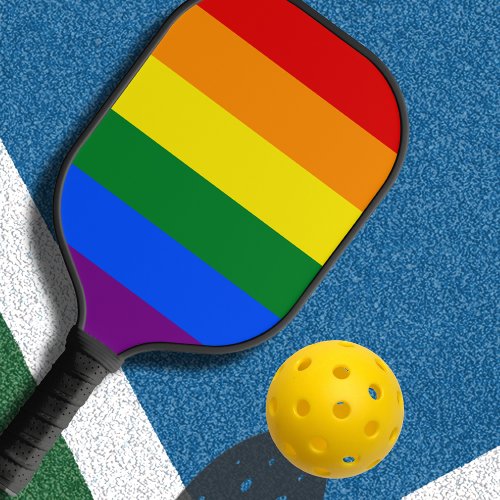 LGBT Gay Pride Double Sided Rainbow Flag  Pickleball Paddle