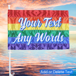 LGBT Gay Pride Elegant Personalized Script Rainbow Car Flag