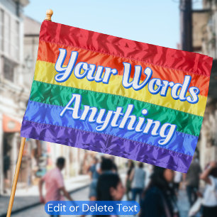 LGBT Gay Pride Elegant Personalized Script Rainbow House Flag