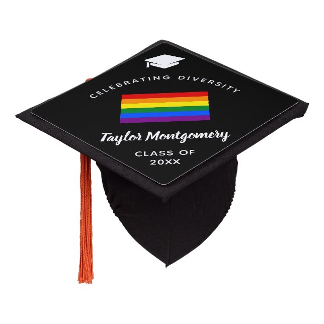 LGBT Gay Pride Flag College High School Grad Cap (Angled)