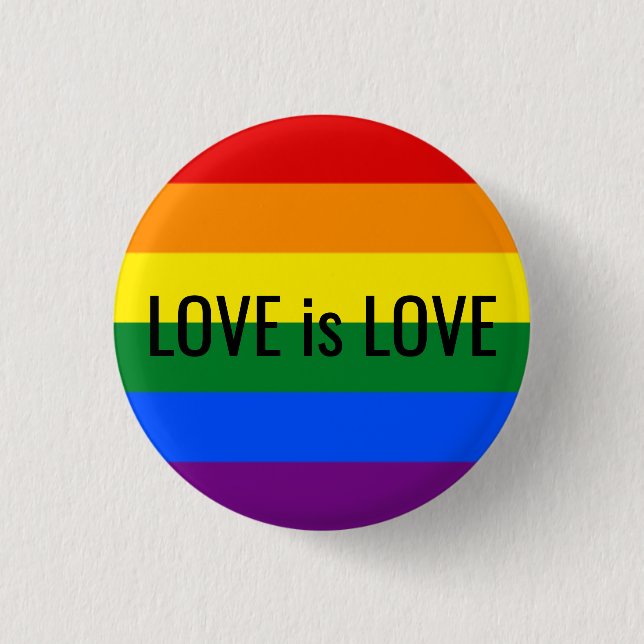 lgbt gay pride flag feminist resist love is love button (Front)