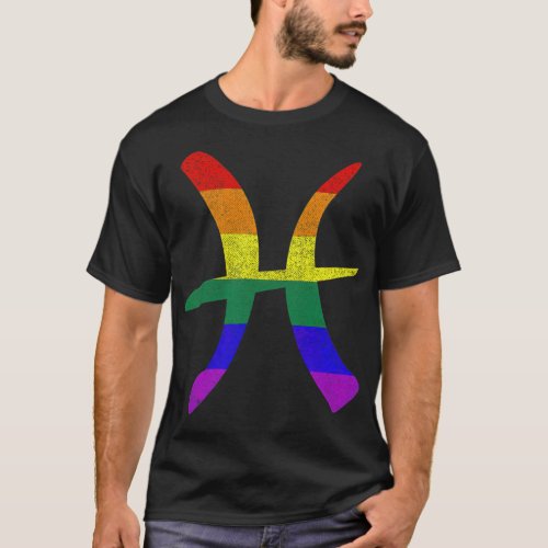 LGBT Gay Pride Flag Pisces Zodiac Sign T _standard T_Shirt
