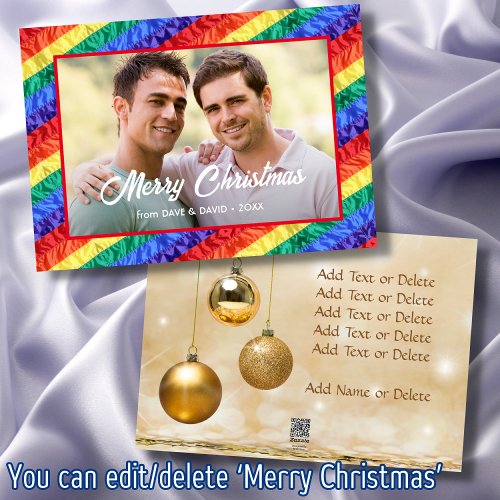 LGBT Gay Pride Flag Rainbow Flag Custom Photo Cool Holiday Card