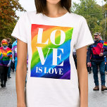 Lgbt Gay Pride Love Is Love  T-Shirt<br><div class="desc">This Gay Pride T-shirt is decorated with LOVE IS LOVE in bold white letters on a watercolor rainbow background of red,  orange,  yellow,  green,  blue,  and purple.
Original Watercolor © Michele Davies.</div>