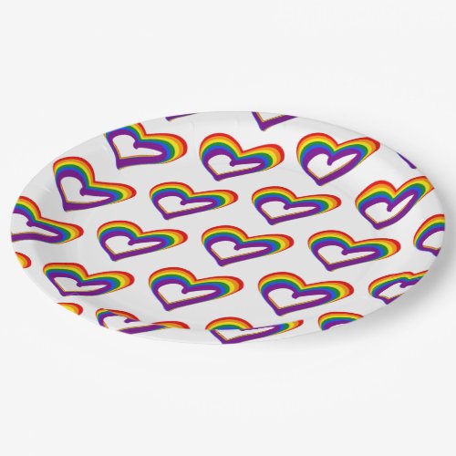 LGBT Gay Pride Love Rainbow Flag Heart LGBTQ Party Paper Plates