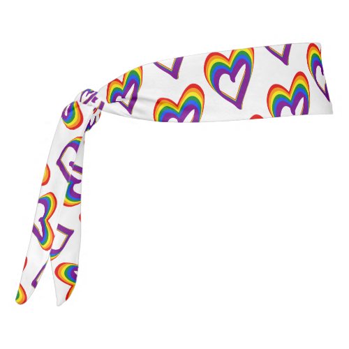LGBT Gay Pride Love Rainbow Flag Hearts Cute LGBTQ Tie Headband