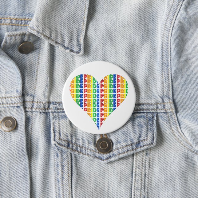 LGBT Gay Pride Month Celebration Rainbow Heart Button (In Situ)