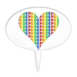 LGBT Gay Pride Month Celebration Rainbow Heart Cake Topper