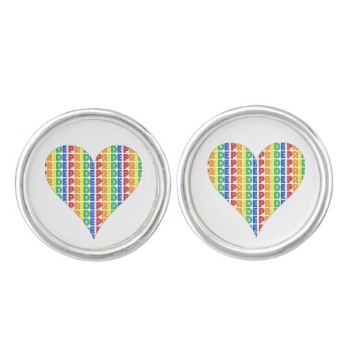 LGBT Gay Pride Month Celebration Rainbow Heart Cufflinks