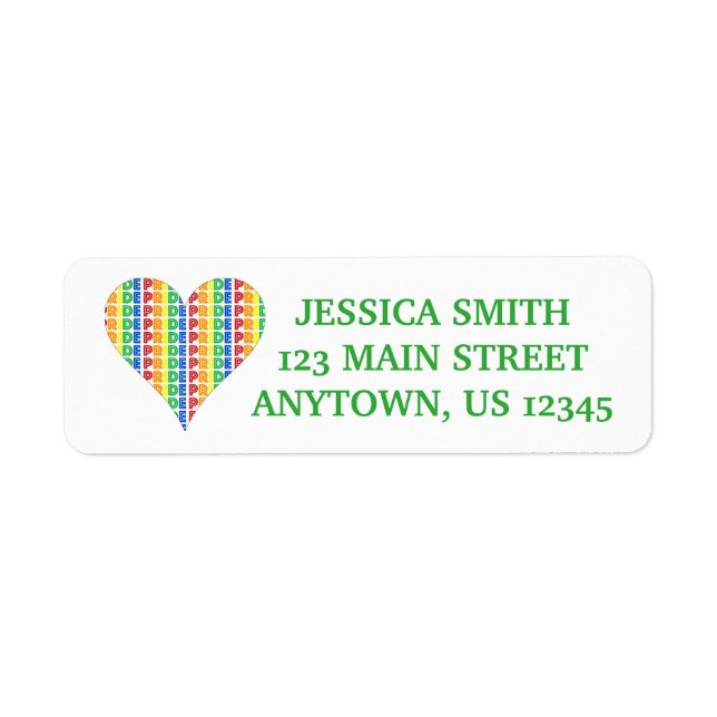 LGBT Gay Pride Month Celebration Rainbow Heart Label (Front)