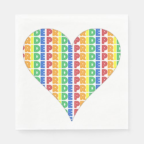 LGBT Gay Pride Month Celebration Rainbow Heart Napkins