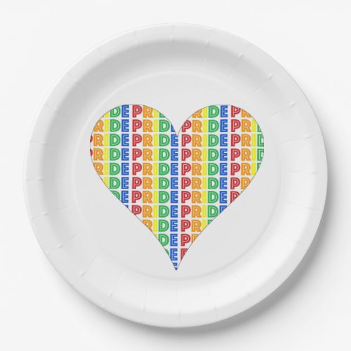 LGBT Gay Pride Month Celebration Rainbow Heart Paper Plates