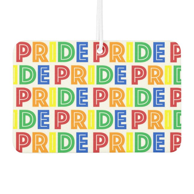 LGBT Gay Pride Month Celebration Rainbow Letters Air Freshener (Front)