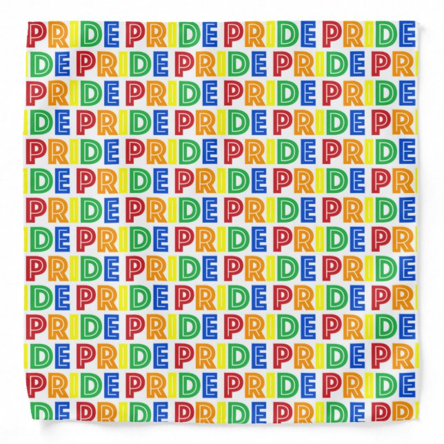 LGBT Gay Pride Month Celebration Rainbow Letters Bandana (Front)
