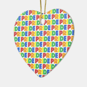 LGBT Gay Pride Month Celebration Rainbow Letters Ceramic Ornament