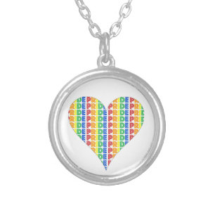 LGBT Gay Pride Month Celebration Rainbow Letters Silver Plated Necklace