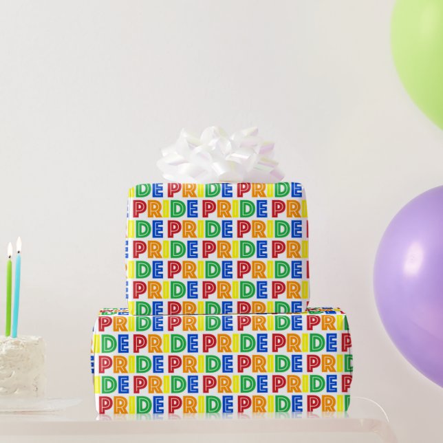 LGBT Gay Pride Month Celebration Rainbow Letters Wrapping Paper (Party Gifts)