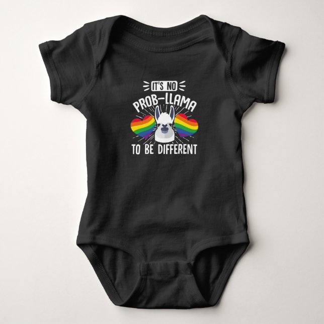 LGBT Gay Pride Month  Its No Probllama To Be Baby Bodysuit (Front)