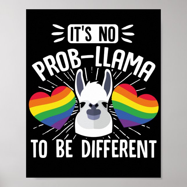 LGBT Gay Pride Month  Its No Probllama To Be Poster (Front)