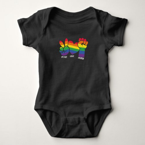 LGBT Gay Pride Month  Peace Love PRide Baby Bodysuit