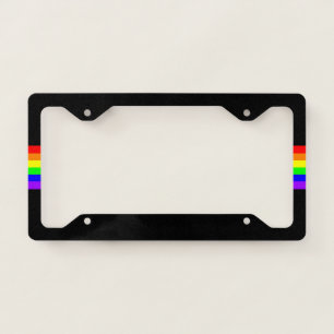 LGBT Gay Pride Party Rainbow Flag Pattern! black License Plate Frame