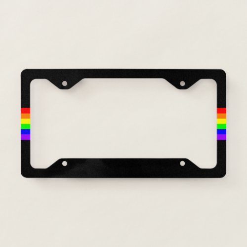 LGBT Gay Pride Party Rainbow Flag Pattern black License Plate Frame