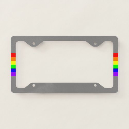 LGBT Gay Pride Party Rainbow Flag Pattern grey License Plate Frame