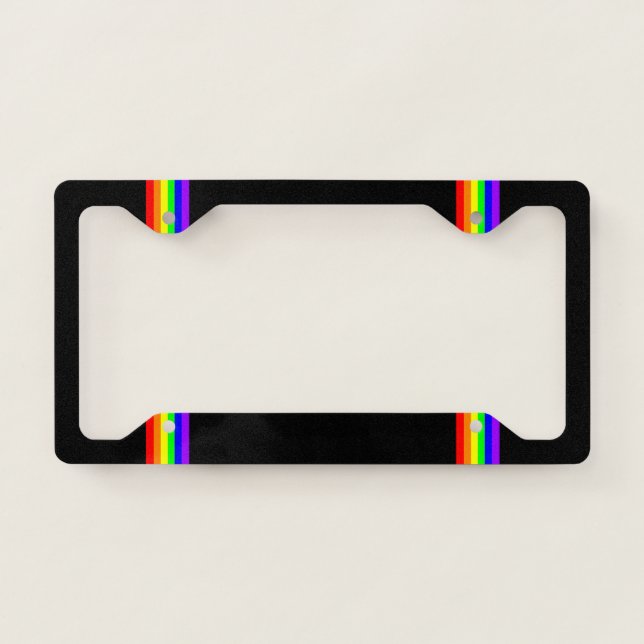 LGBT Gay Pride Party Rainbow Flag Pattern! License Plate Frame (Front)