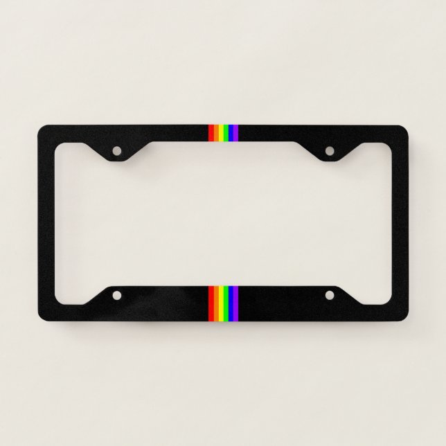 LGBT Gay Pride Party Rainbow Flag Pattern! License Plate Frame (Front)
