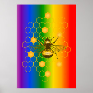 LGBT Gay Pride Rainbow Bee-live Poster