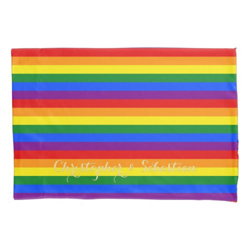 LGBT Gay Pride Rainbow Color Stripes LGBTQ Wedding Pillow Case