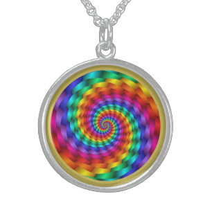LGBT GAY PRIDE RAINBOW COLORS INFINITY SPIRAL STERLING SILVER NECKLACE