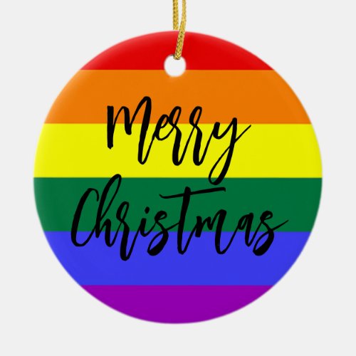 LGBT Gay Pride Rainbow Custom Photo Christmas Ceramic Ornament