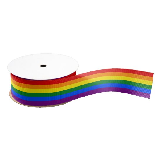 LGBT Gay Pride Rainbow Flag 6 Stripes Grosgrain Ribbon