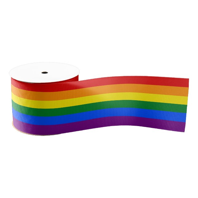 LGBT Gay Pride Rainbow Flag 6 Stripes Grosgrain Ribbon (Spool)