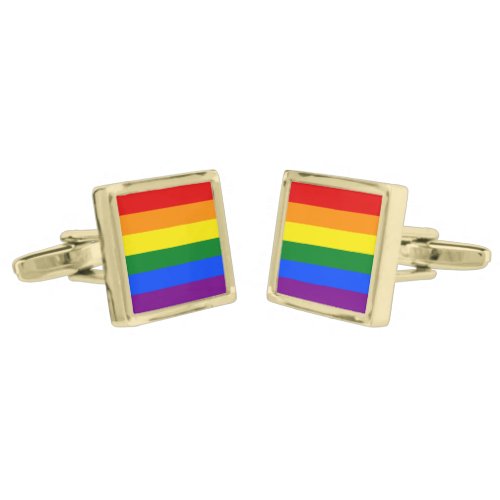 LGBT Gay Pride Rainbow Flag Colorful LGBTQ Wedding Cufflinks