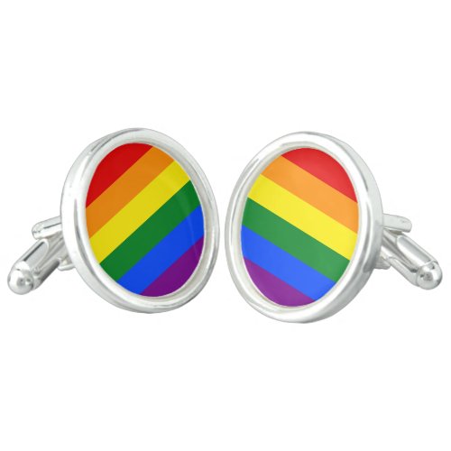 LGBT Gay Pride Rainbow Flag Colorful Wedding LGBTQ Cufflinks