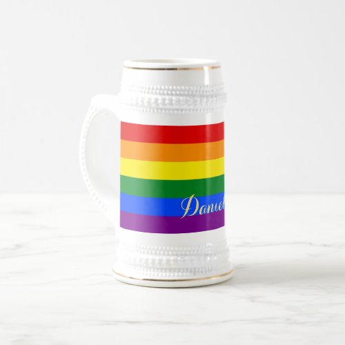 LGBT Gay Pride Rainbow Flag Colors Beer Stein Mug