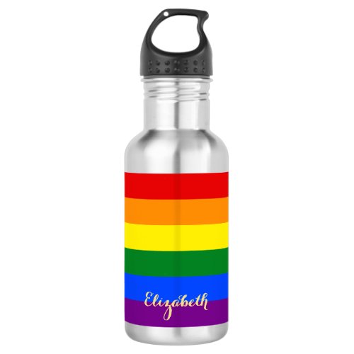 LGBT Gay Pride Rainbow Flag Colors Custom Durable Stainless Steel Water Bottle