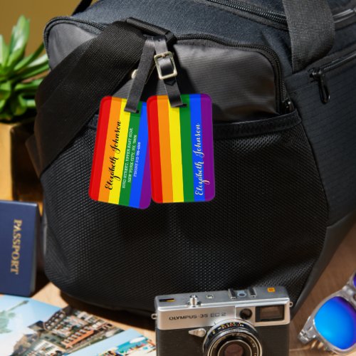 LGBT Gay Pride Rainbow Flag Colors Elegant Travel Luggage Tag