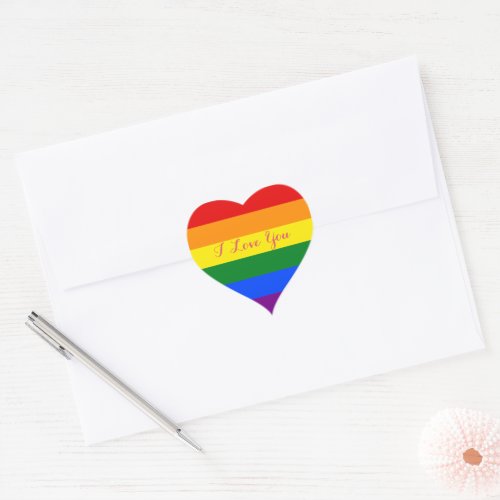 LGBT Gay Pride Rainbow Flag Colors I Love You Heart Sticker