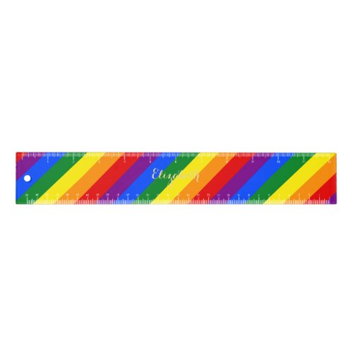 LGBT Gay Pride Rainbow Flag Colors Monogrammed Ruler