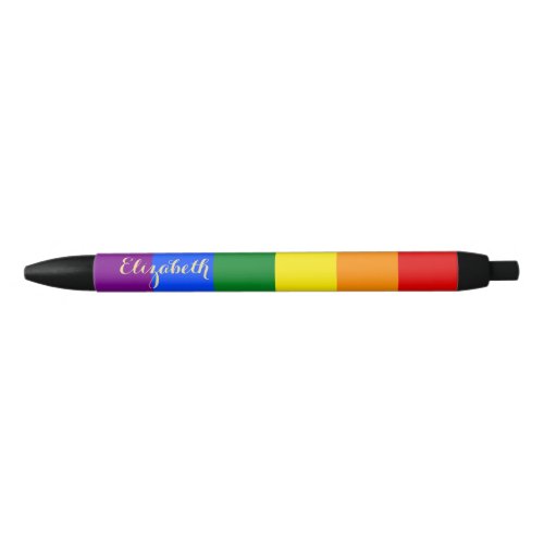 LGBT Gay Pride Rainbow Flag Colors Personalized Black Ink Pen